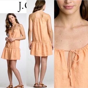 J‎ Crew Women’s Small Linen Getaway Coral Mini  Tiered Dress